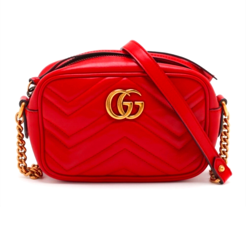 Gucci Red Chevron Crossbody Bag